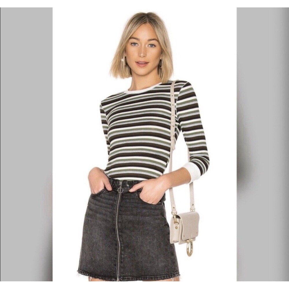 Intimately Free People Women’s S Stripe Ribbed Long Sleeve Shirt Top 90s Grunge